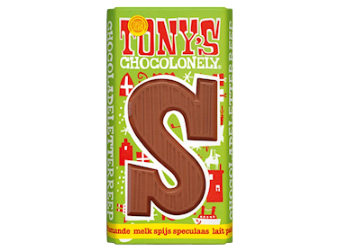 Tony's Chocolonely Letterreep Melk gevulde speculaas S 180gr